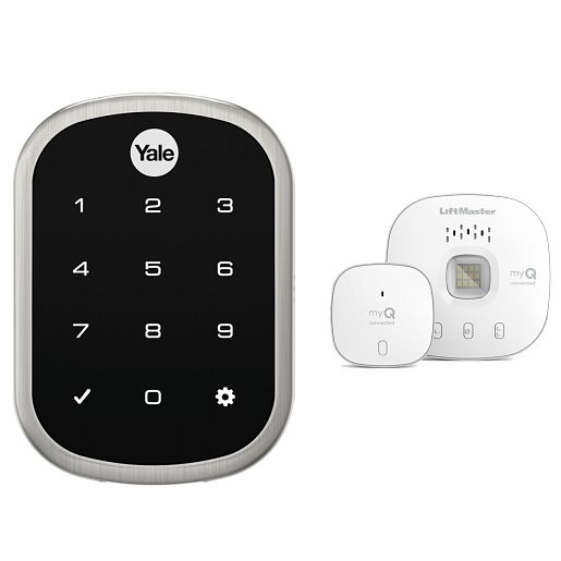 Yale | LiftMaster Smart Touchscreen Deadbolt with Smart Garage Control - Satin Nickle