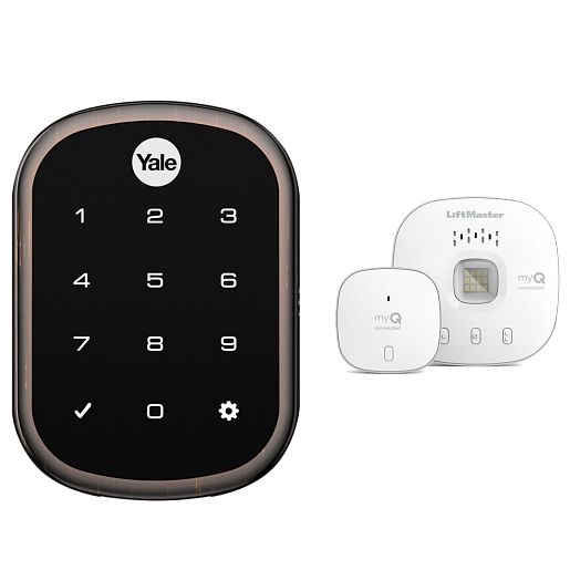 Yale | LiftMaster Smart Touchscreen Deadbolt with Smart Garage Control - Oil Bronze