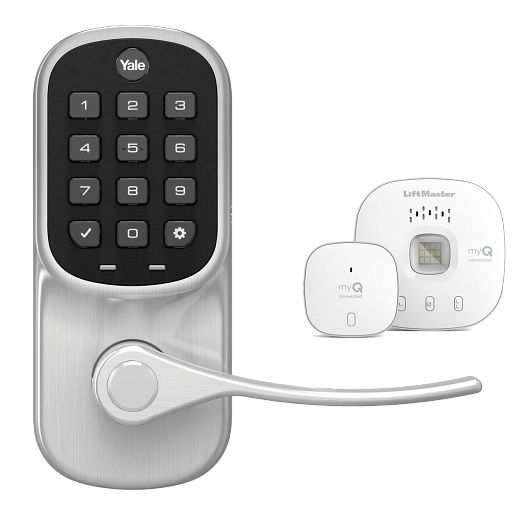 Yale | LiftMaster Smart Keypad Lever with Smart Garage Control - Satin Nickle